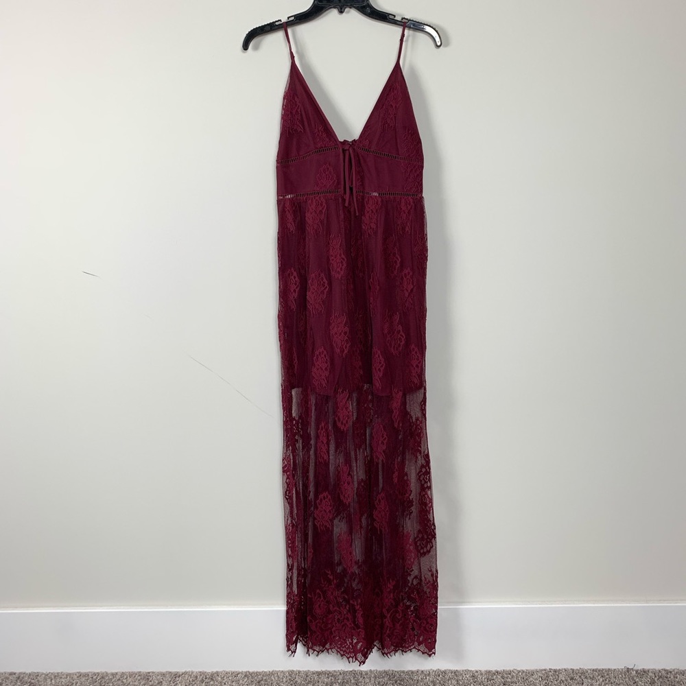 NEW Forever 21 lace maxi dress burgundy small
